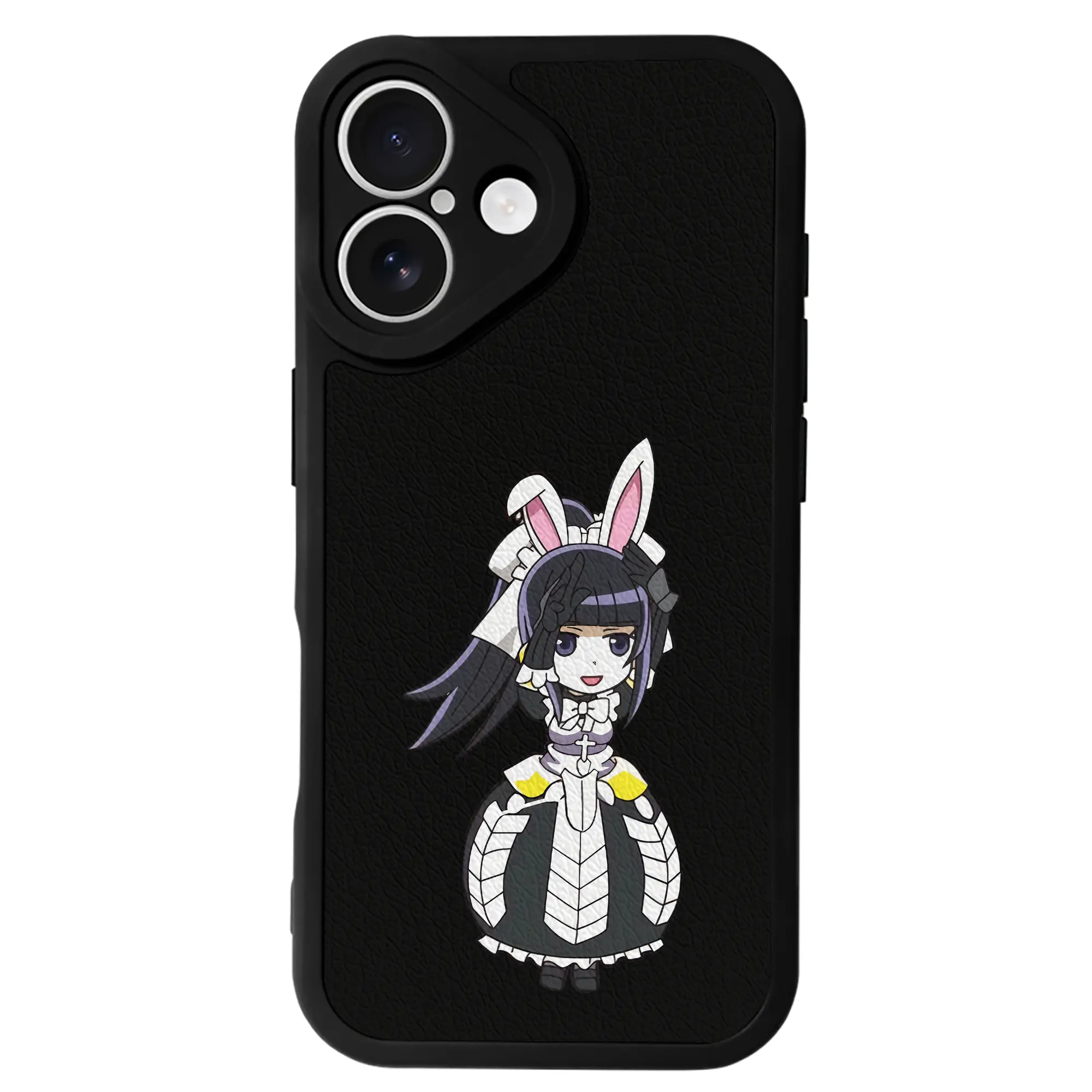 オーバーロード グッズ ナーベラル・ガンマ - IPhone 16シリーズ対応 ・ シリコンスマホケース ・ レザー調 ・ 高精度フィット ・ 耐衝撃 ・ ワイヤレス充電対応 ・ 精密カット